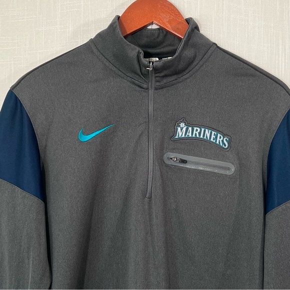 Nike Seattle Mariners Pull Over Half Zip Blue Grey Size M - Picture 2 of 11